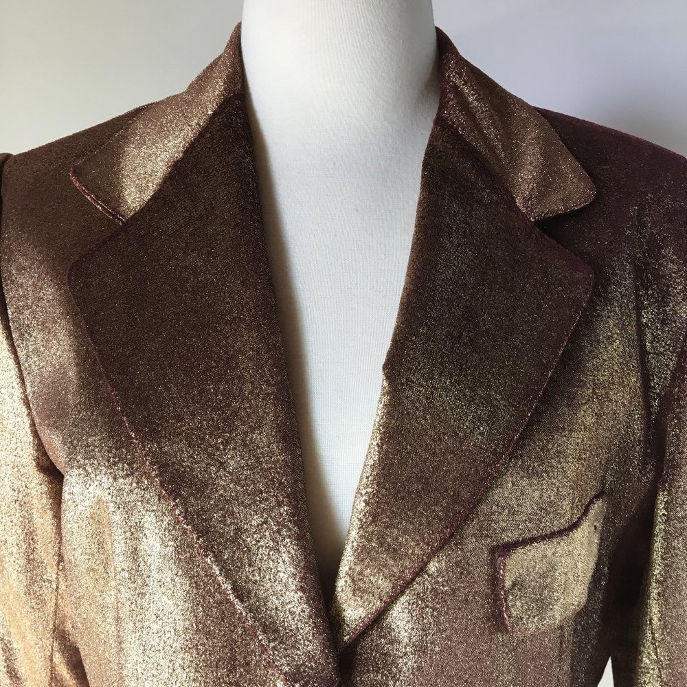 Autour du Monde, Bensimom, vintage velvet gold, blazer jacket, small.
